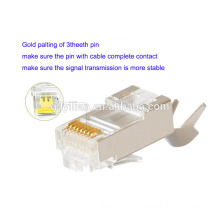 CAT7 rj45 connector plug 24AWG 23AWG crystal head Ethernet Shield Module Plug 8P8C gold plating FU 3U 6U 15U EIA TIA 568A 568B
